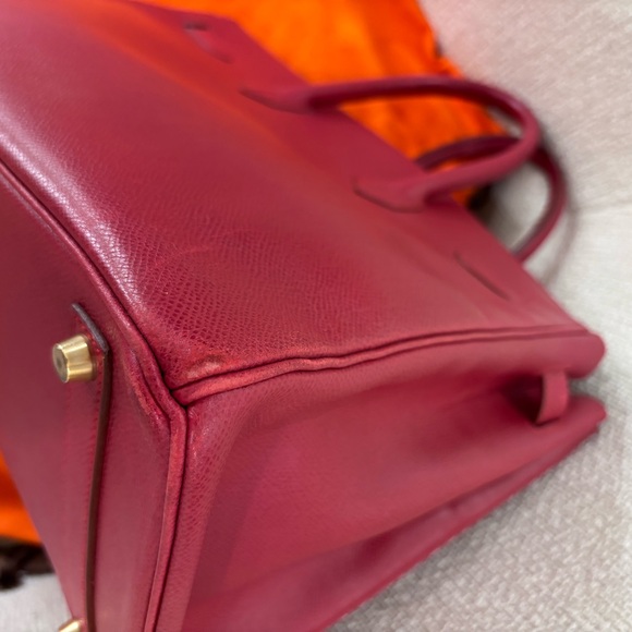 Authentic HERMES birkin 35 courchevel leather vermillion red satchel - Picture 8 of 16